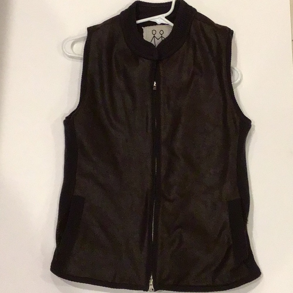 Pete & Greta choc brown faux leather sweater vest
